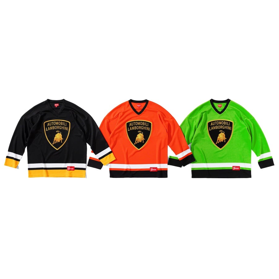 Supreme Supreme Automobili Lamborghini Hockey Jersey released during spring summer 20 season