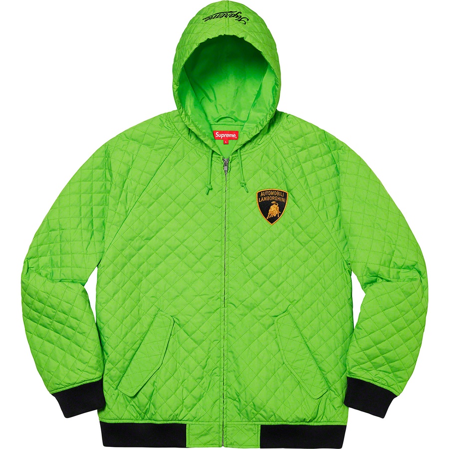 Details on Supreme Automobili Lamborghini Hooded Work Jacket Lime from spring summer
                                                    2020 (Price is $248)