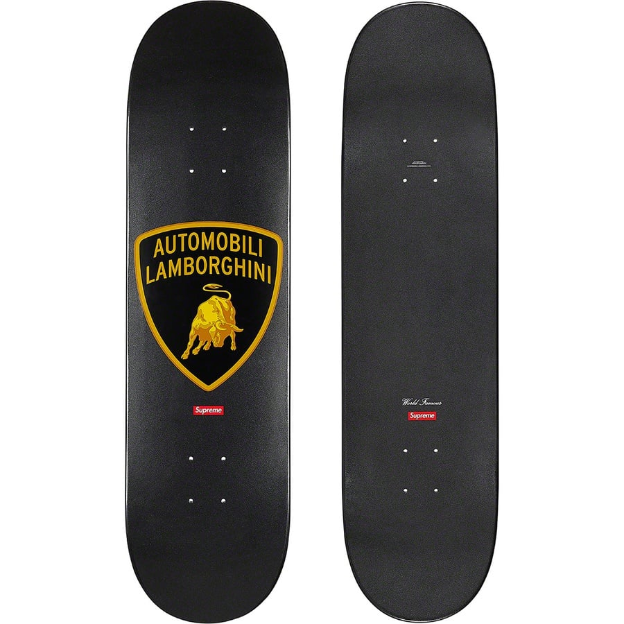 Details on Supreme Automobili Lamborghini Skateboard Black - 8.125" x 32"  from spring summer
                                                    2020 (Price is $60)