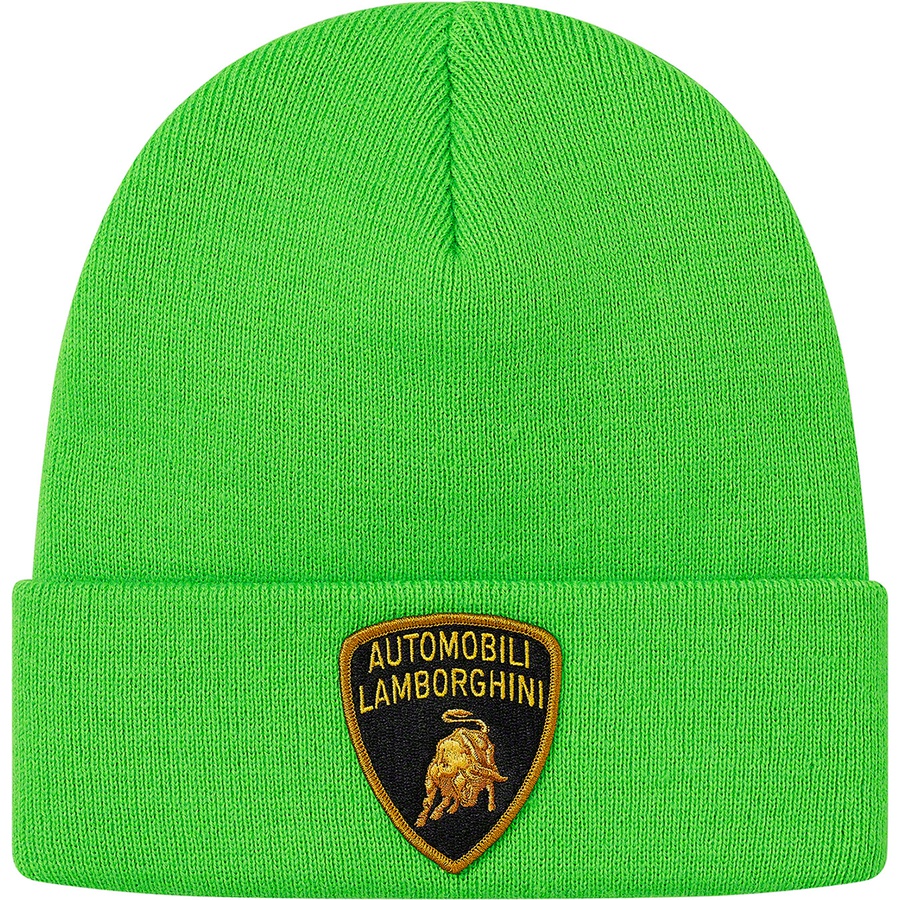 Details on Supreme Automobili Lamborghini Beanie Lime from spring summer 2020 (Price is $32)