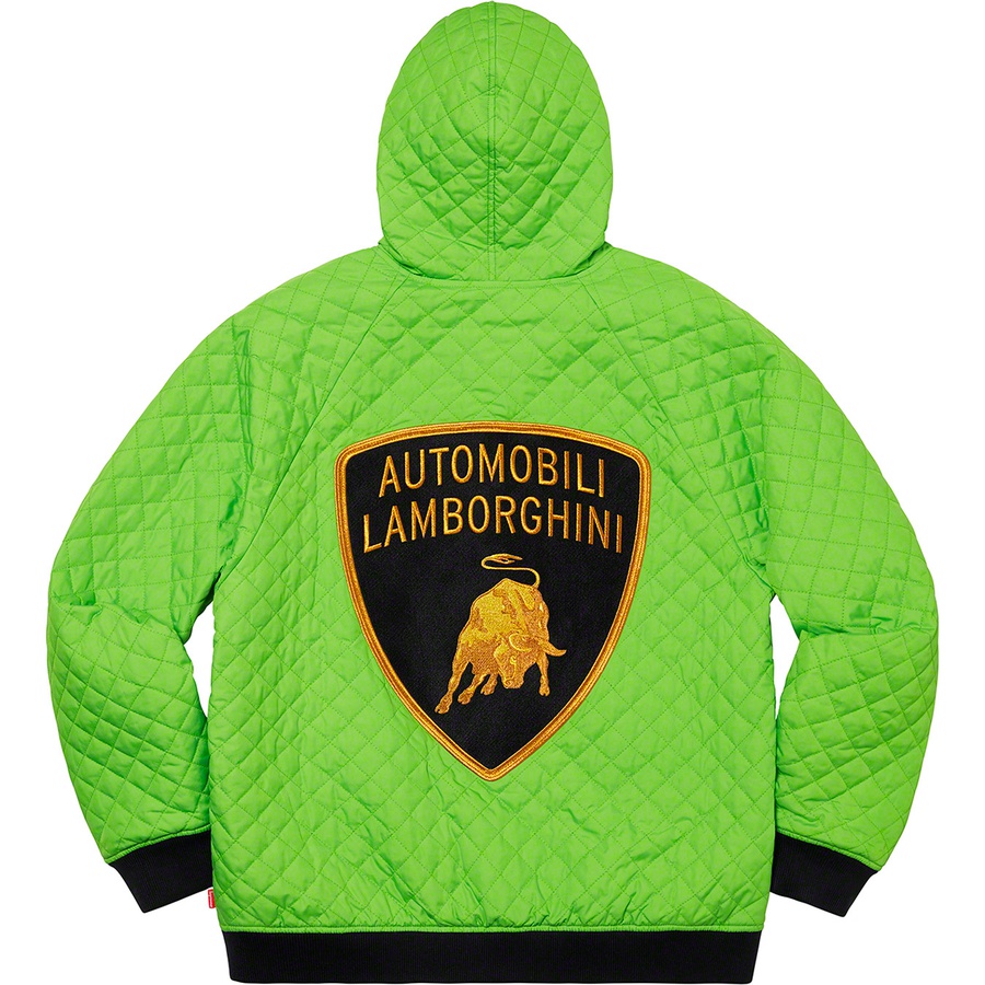 Details on Supreme Automobili Lamborghini Hooded Work Jacket Lime from spring summer
                                                    2020 (Price is $248)