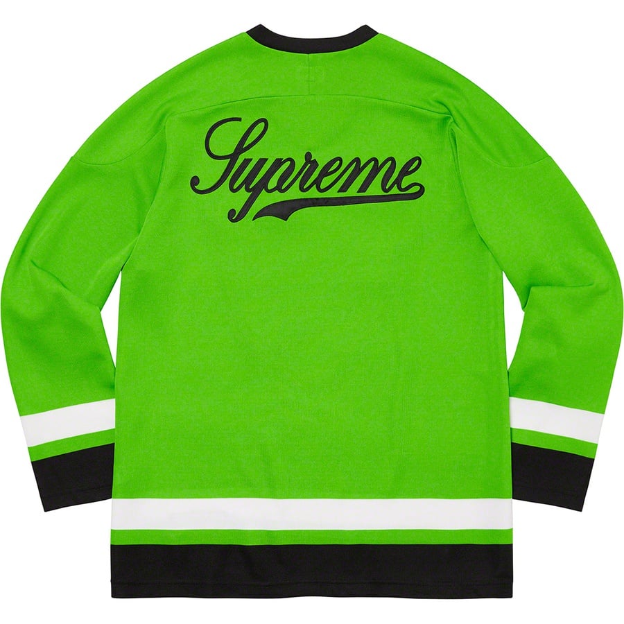 Details on Supreme Automobili Lamborghini Hockey Jersey Lime from spring summer
                                                    2020 (Price is $148)