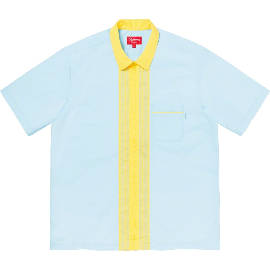 Details on Bowling Zip S S Shirt Light Blue from spring summer
                                                    2020 (Price is $138)