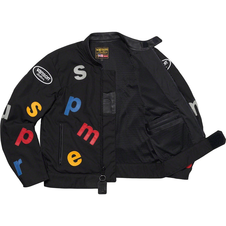 Details on Supreme Vanson Leathers Letters Cordura Jacket Black from spring summer
                                                    2020 (Price is $998)