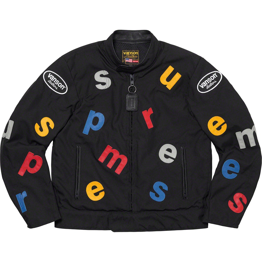 Details on Supreme Vanson Leathers Letters Cordura Jacket Black from spring summer
                                                    2020 (Price is $998)