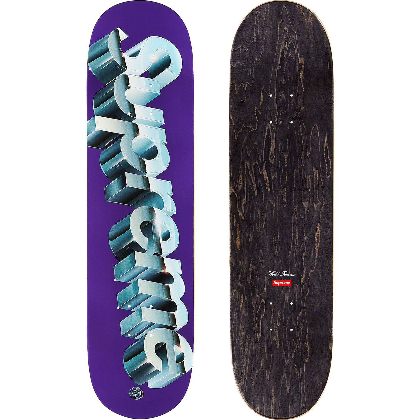 supreme Chrome Logo Skateboard Purple