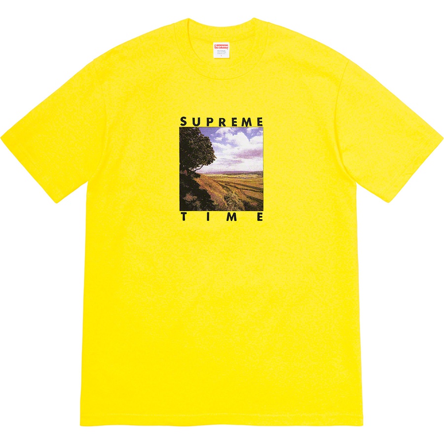 Details on Supreme Time Tee Yellow from spring summer
                                                    2020 (Price is $38)