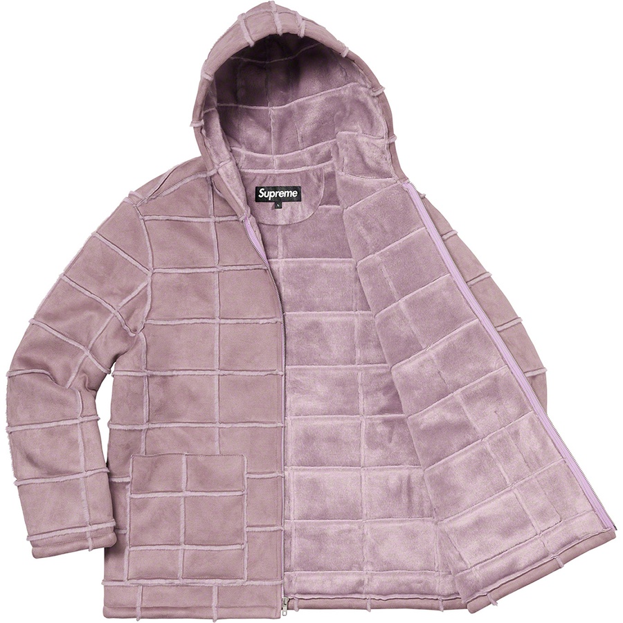 Details on Faux Suede Patchwork Hooded Jacket Dusty Purple from spring summer
                                                    2020 (Price is $288)