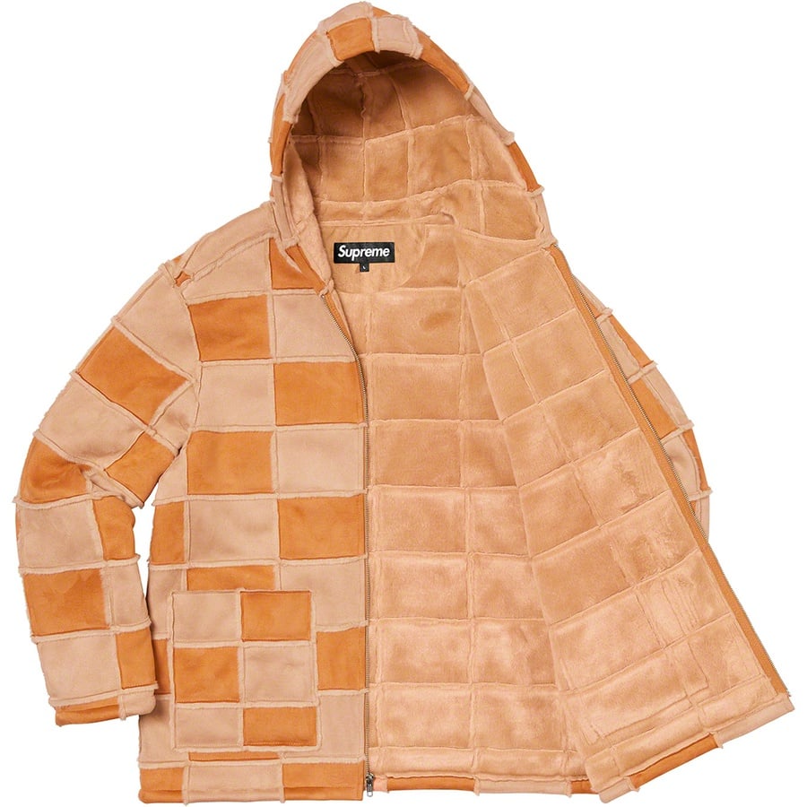 Details on Faux Suede Patchwork Hooded Jacket Tan from spring summer
                                                    2020 (Price is $288)