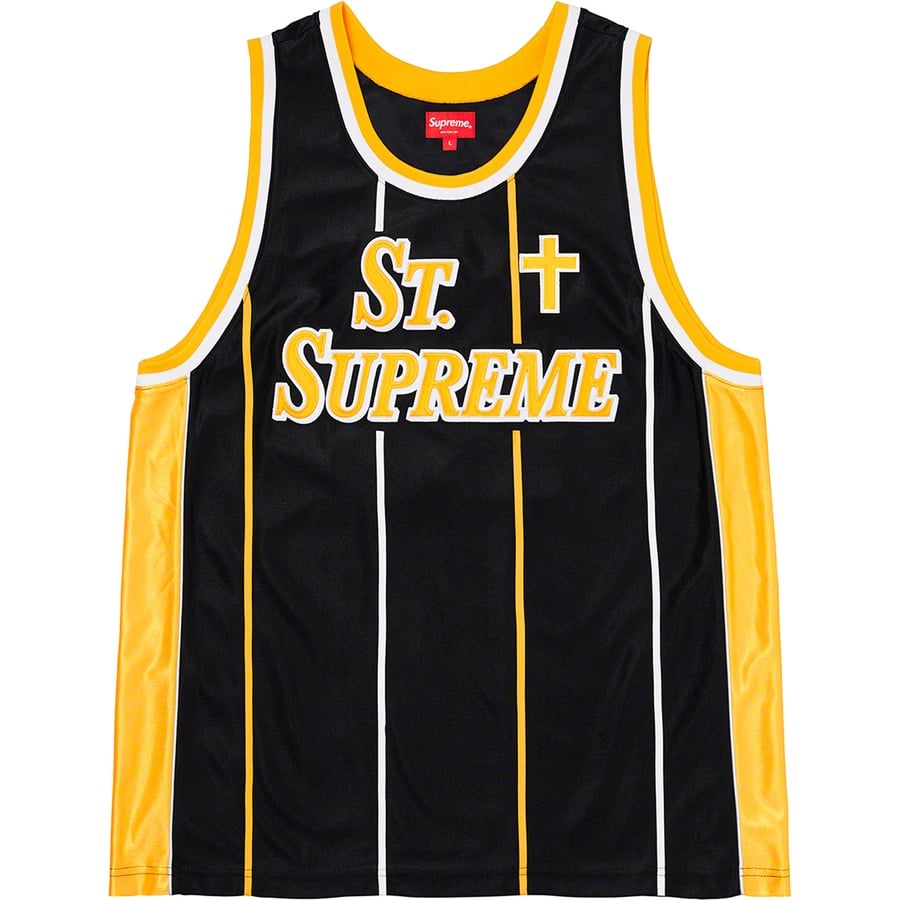 Details on St. Supreme Basketball Jersey Black from spring summer
                                                    2020 (Price is $118)