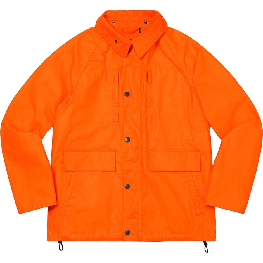 Details on Supreme Barbour Lightweight Waxed Cotton Field Jacket Orange from spring summer 2020 (Price is $498)