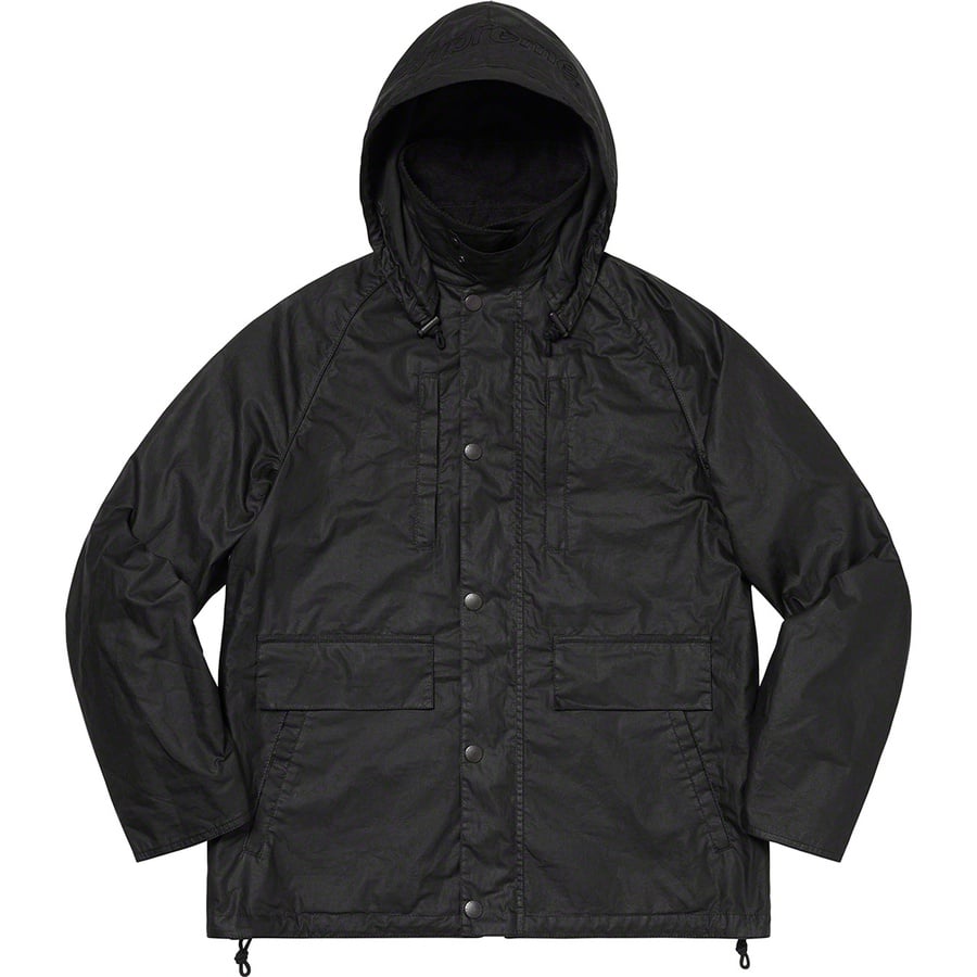 Details on Supreme Barbour Lightweight Waxed Cotton Field Jacket Black from spring summer 2020 (Price is $498)