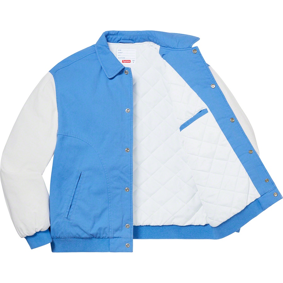 Details on Twill Varsity Jacket Light Blue from spring summer
                                                    2020 (Price is $168)