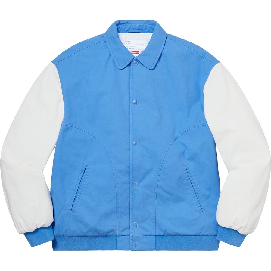 Details on Twill Varsity Jacket Light Blue from spring summer
                                                    2020 (Price is $168)