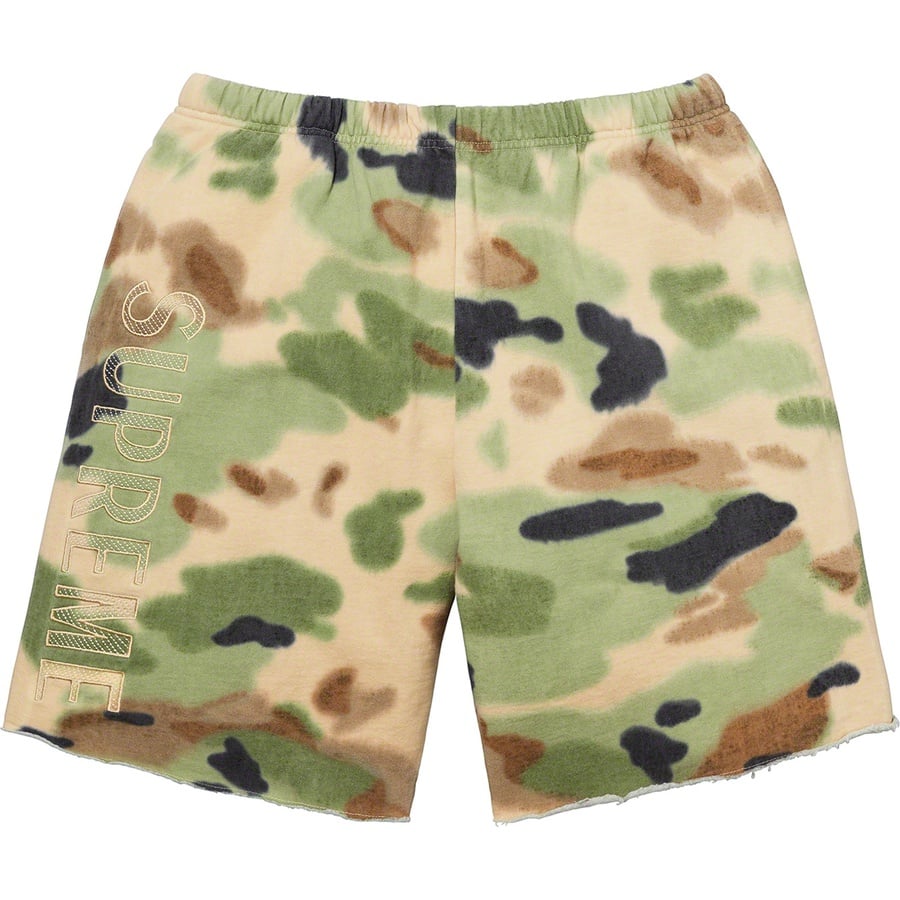 Details on Overdyed Sweatshort Painted Camo from spring summer 2020 (Price is $118)