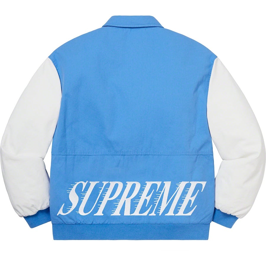 Details on Twill Varsity Jacket Light Blue from spring summer
                                                    2020 (Price is $168)