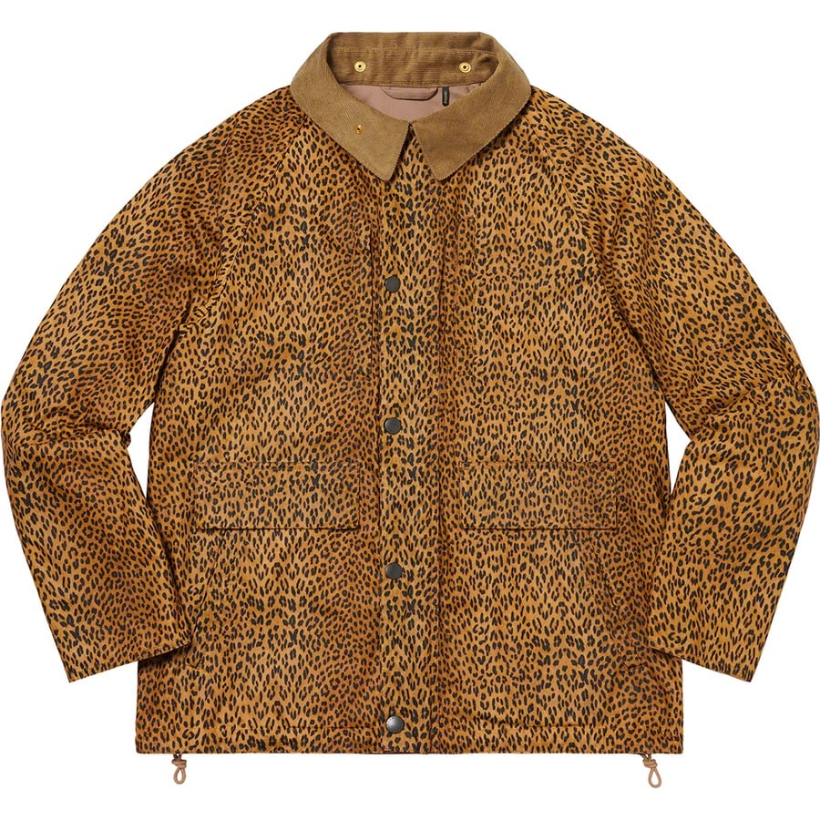 Details on Supreme Barbour Lightweight Waxed Cotton Field Jacket Leopard from spring summer 2020 (Price is $498)