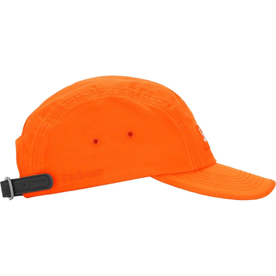 Details on Supreme Barbour Waxed Cotton Camp Cap Orange from spring summer
                                                    2020 (Price is $54)