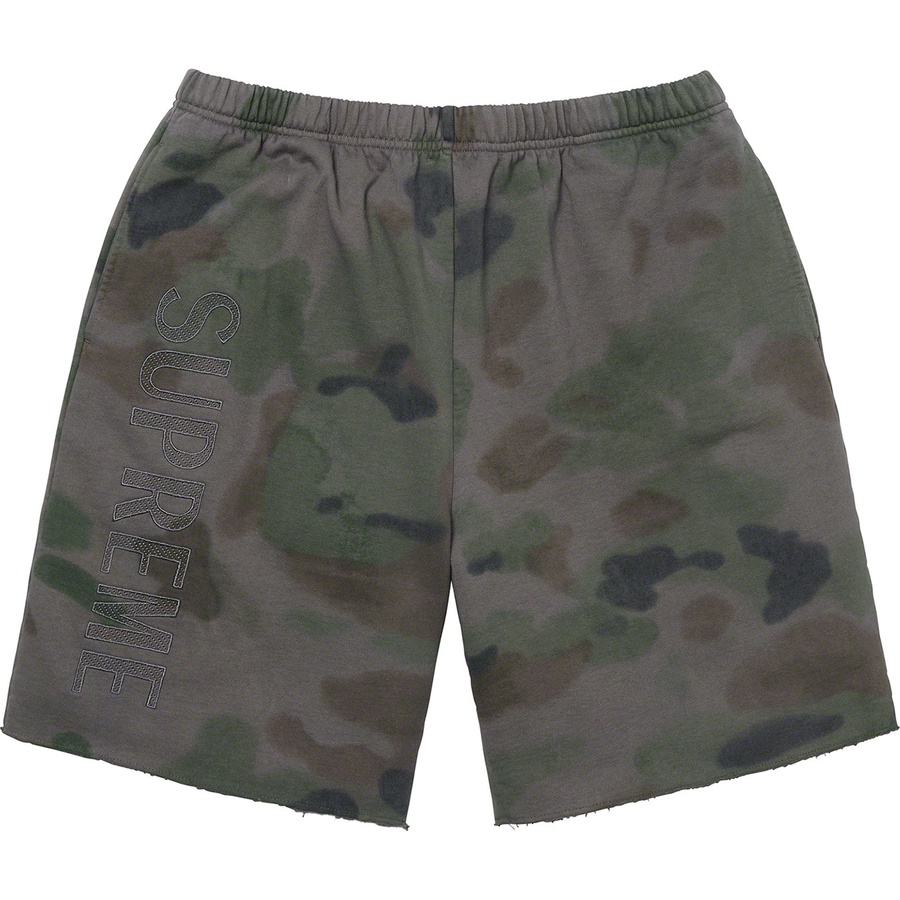 Details on Overdyed Sweatshort Black Painted Camo from spring summer 2020 (Price is $118)