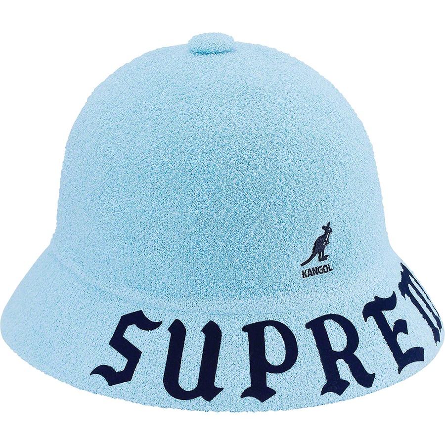 Details on Supreme Kangol Bermuda Casual Hat Light Blue from spring summer 2020 (Price is $74)
