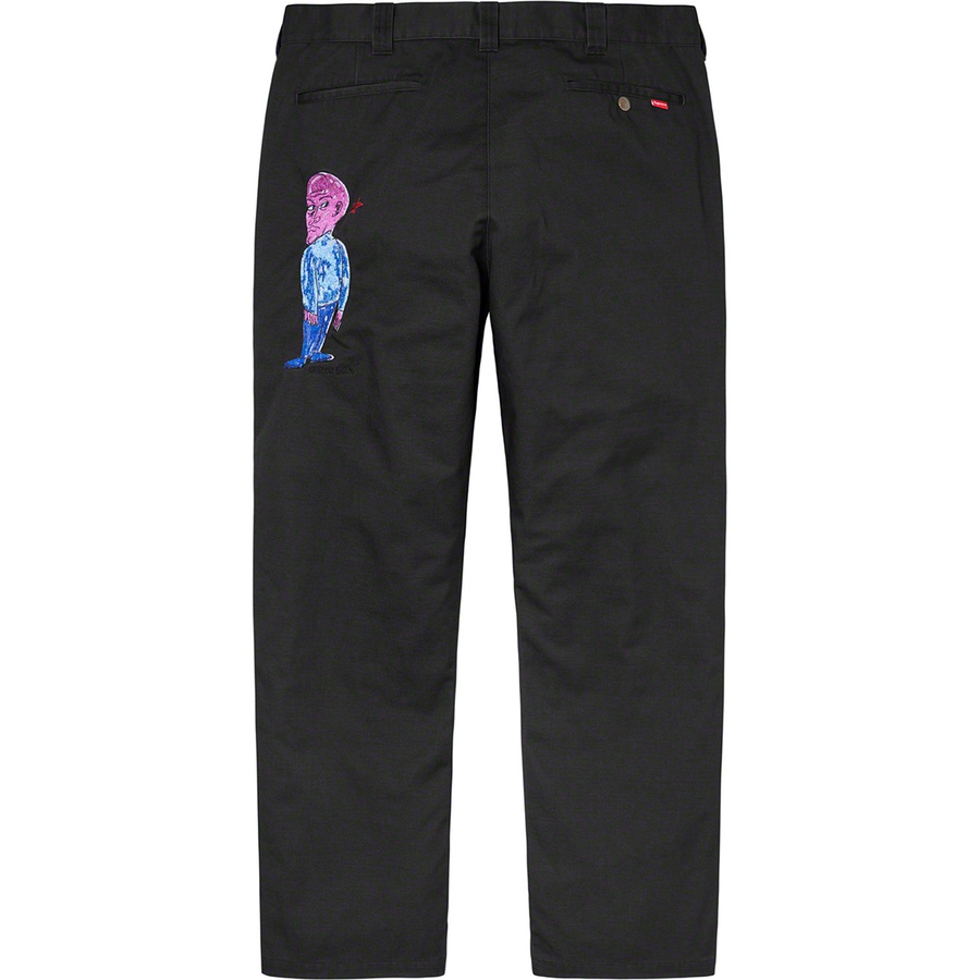 Details on Daniel Johnston Embroidered Work Pant Black from spring summer
                                                    2020 (Price is $158)