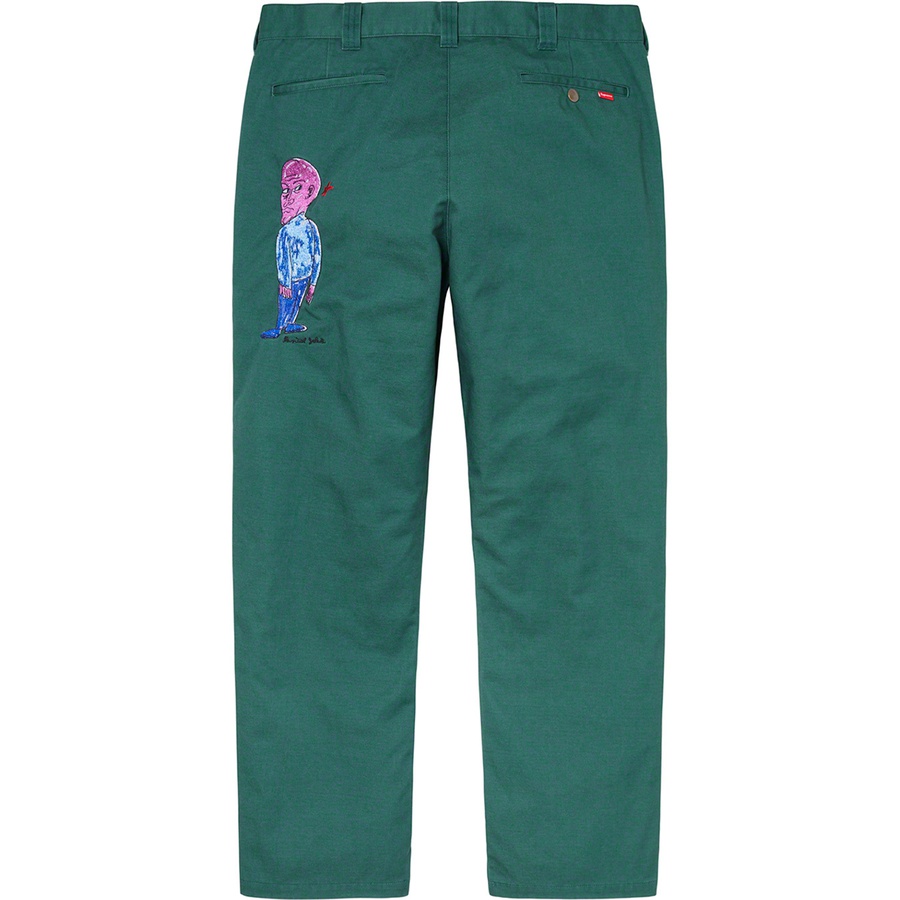 Details on Daniel Johnston Embroidered Work Pant Work Green from spring summer
                                                    2020 (Price is $158)