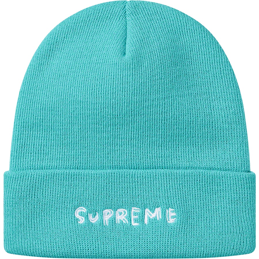 Details on Daniel Johnston Beanie Turquoise from spring summer 2020 (Price is $36)