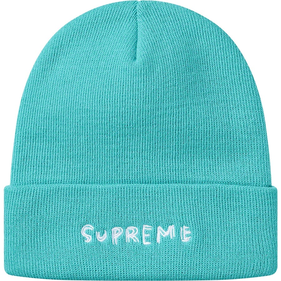 Details on Daniel Johnston Beanie Turquoise from spring summer
                                                    2020 (Price is $36)