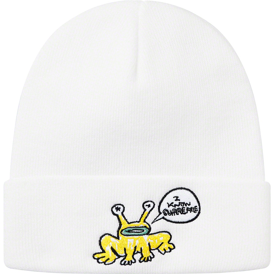 Details on Daniel Johnston Beanie White from spring summer
                                                    2020 (Price is $36)