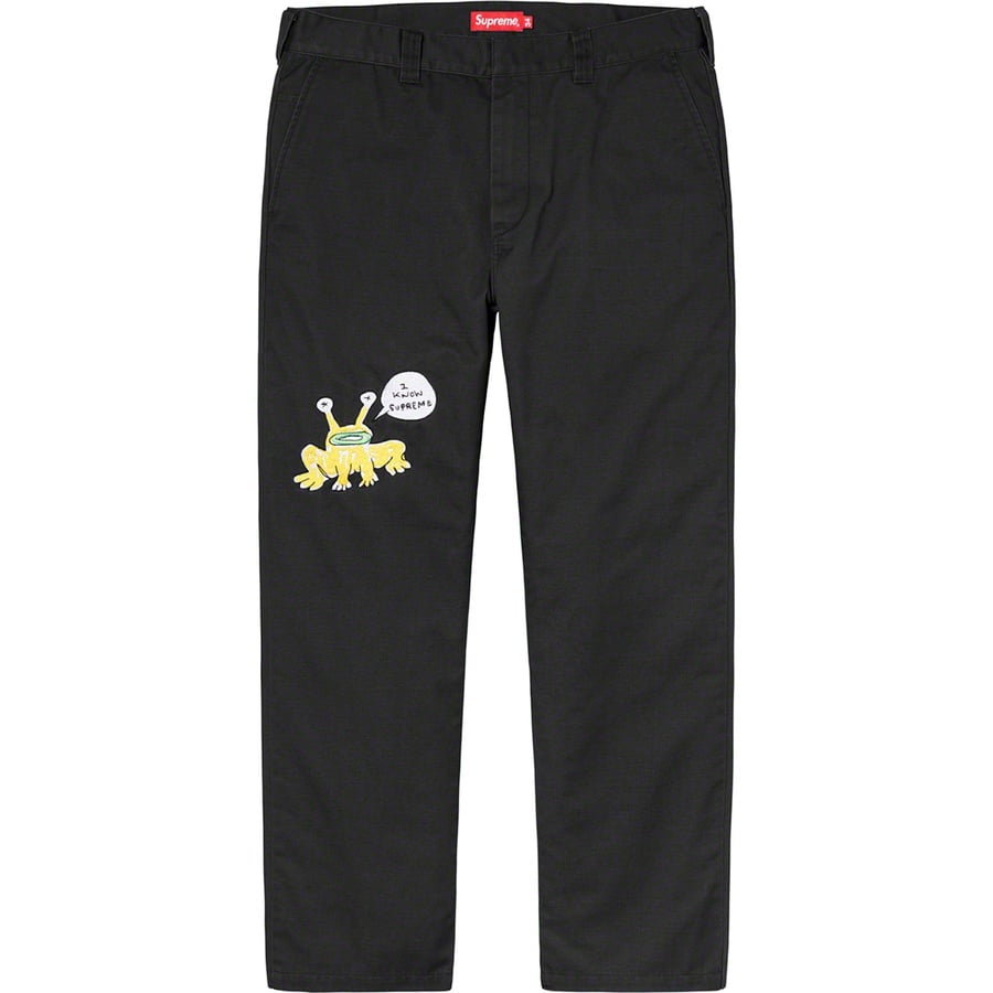 Details on Daniel Johnston Embroidered Work Pant Black from spring summer
                                                    2020 (Price is $158)