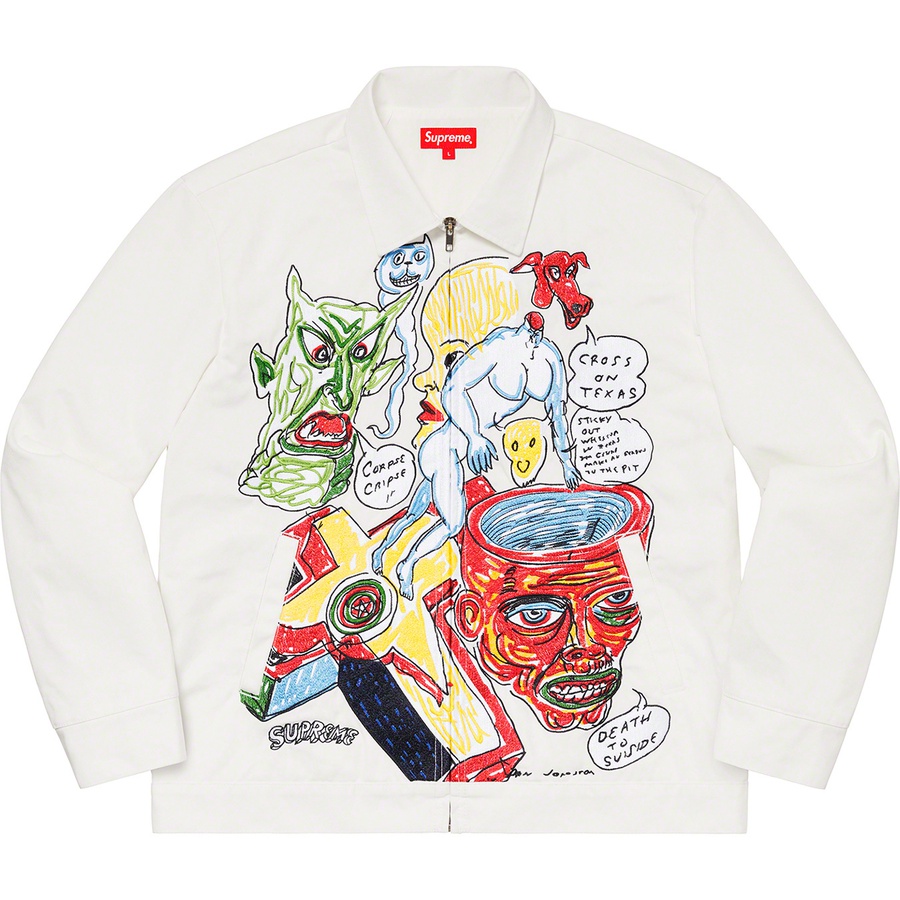 Details on Daniel Johnston Embroidered Work Jacket White from spring summer
                                                    2020 (Price is $238)