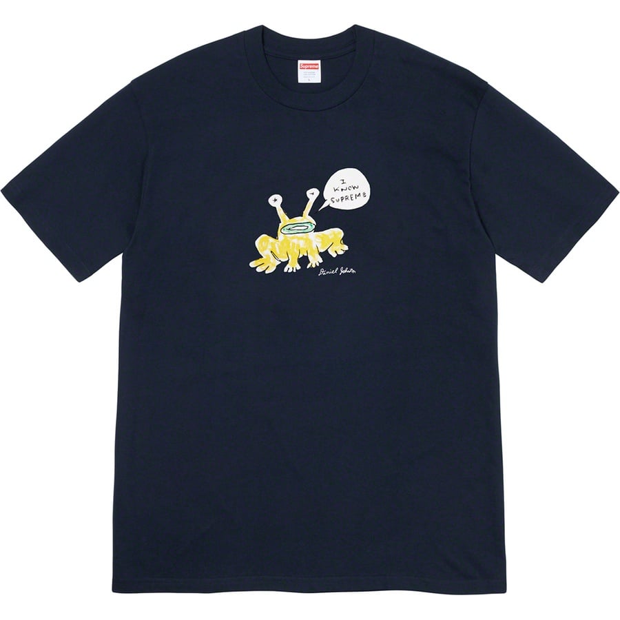 Details on Daniel Johnston Frog Tee Navy from spring summer
                                                    2020 (Price is $44)