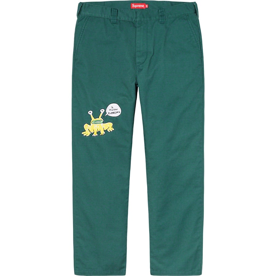 Details on Daniel Johnston Embroidered Work Pant Work Green from spring summer
                                                    2020 (Price is $158)