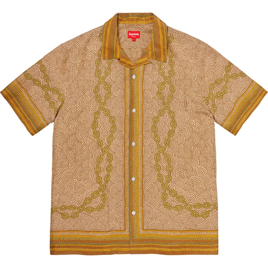 Details on Mosaic Silk S S Shirt Tan from spring summer 2020 (Price is $158)