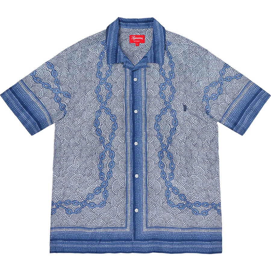 Details on Mosaic Silk S S Shirt Navy from spring summer
                                                    2020 (Price is $158)