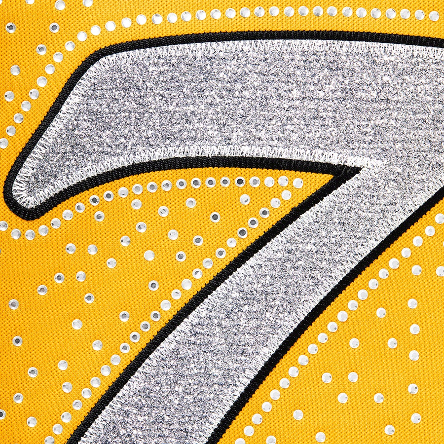 Details on Rhinestone Baseball Jersey Yellow from spring summer 2020 (Price is $138)