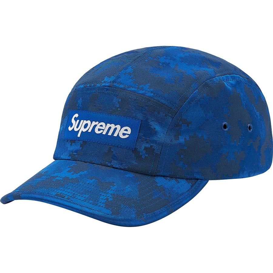 Details on Satin Digi Camo Camp Cap Royal from spring summer
                                                    2020 (Price is $48)