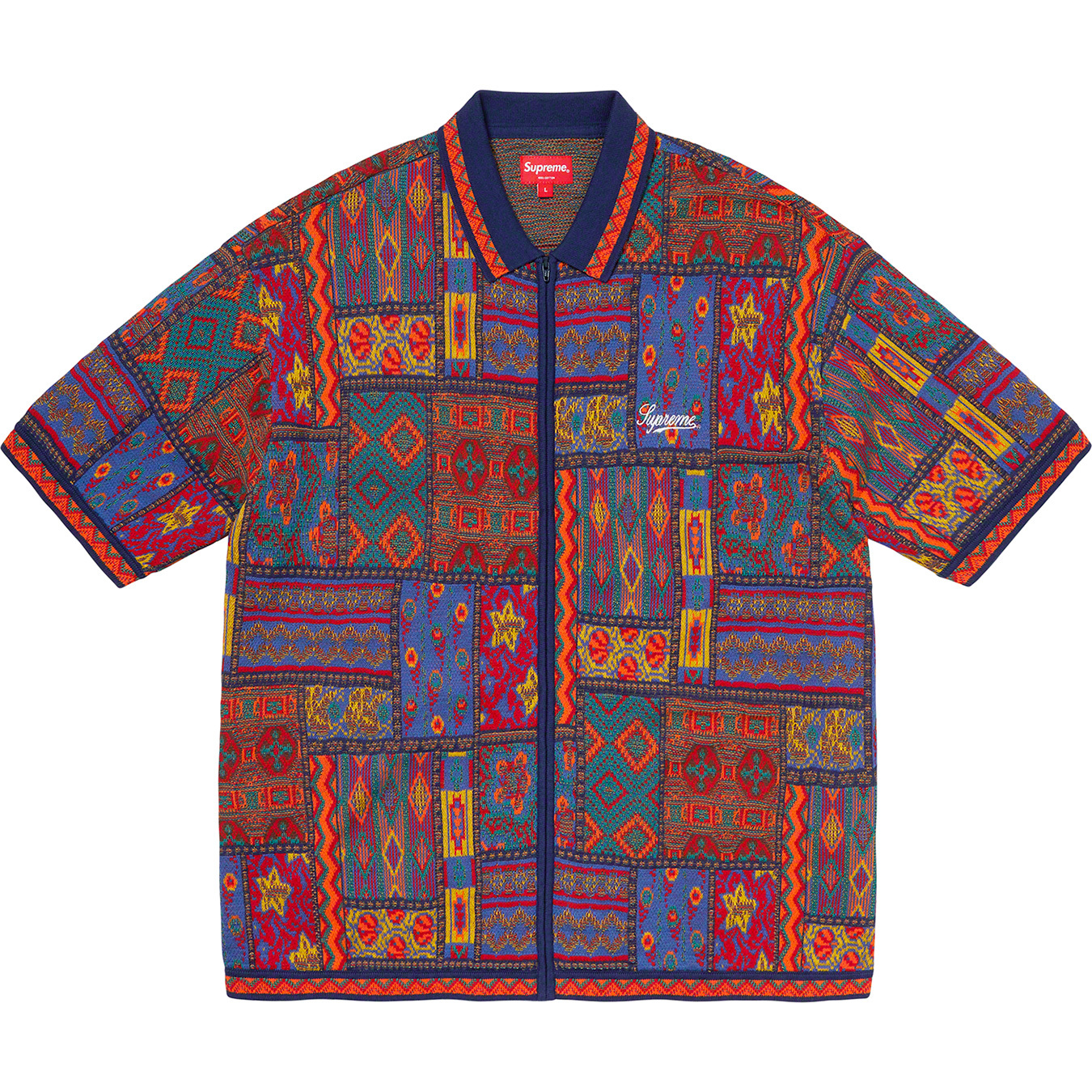 20SS Supreme Patchwork Knit Zip Up Polo-