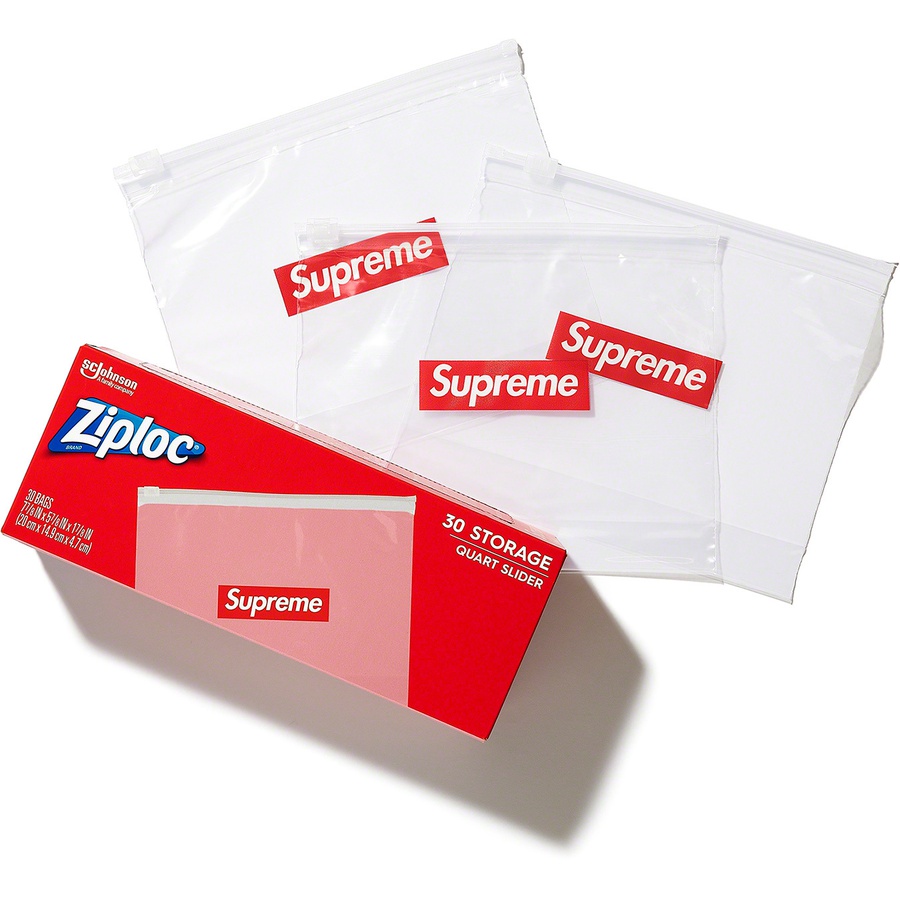 Details on Supreme Ziploc Bags (Box of 30) Clear from spring summer
                                                    2020 (Price is $8)