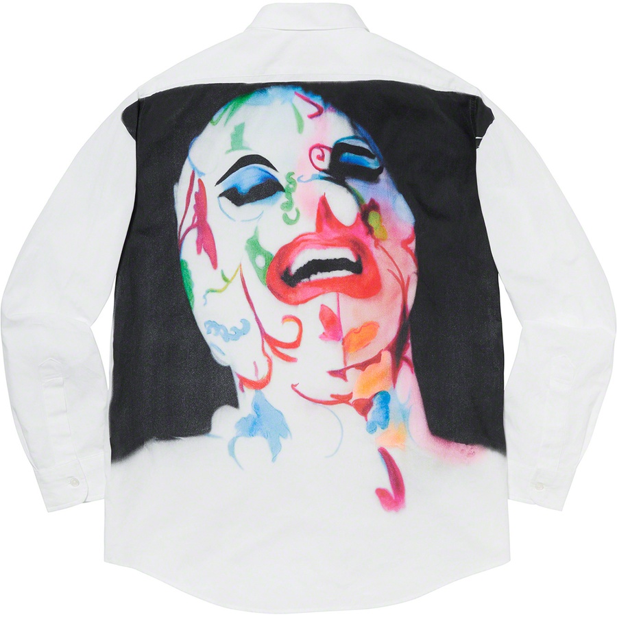 Details on Leigh Bowery Supreme Airbrushed Shirt White from spring summer 2020 (Price is $168)