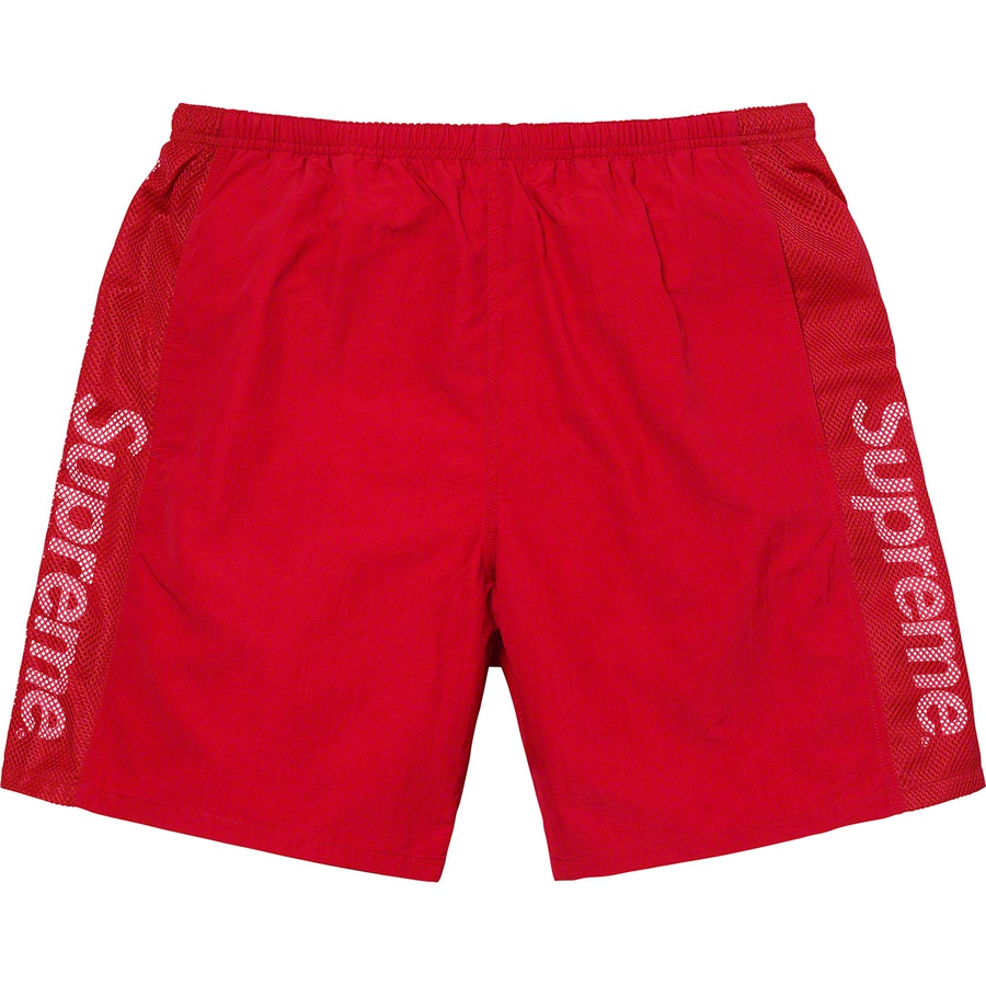 Details on Mesh Panel Water Short Red from spring summer 2020 (Price is $110)