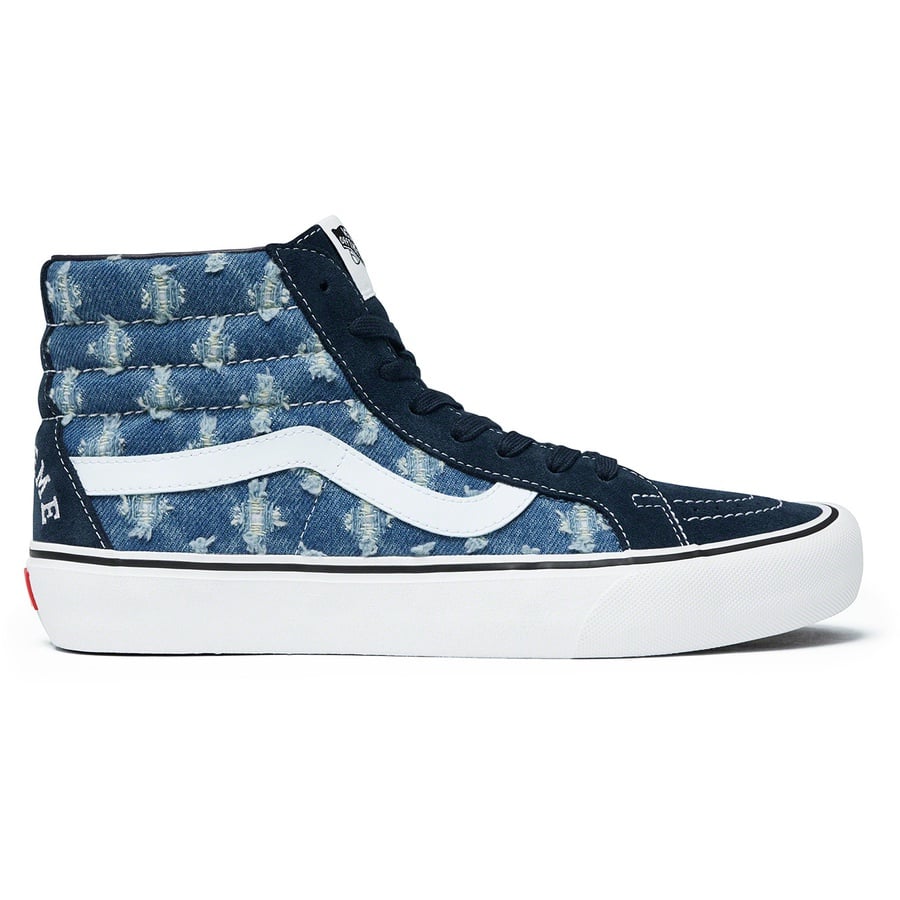 Details on Supreme Vans Hole Punch Denim Sk8-Hi Pro Blue from spring summer
                                                    2020 (Price is $110)