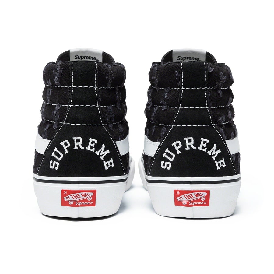 Details on Supreme Vans Hole Punch Denim Sk8-Hi Pro Black from spring summer
                                                    2020 (Price is $110)