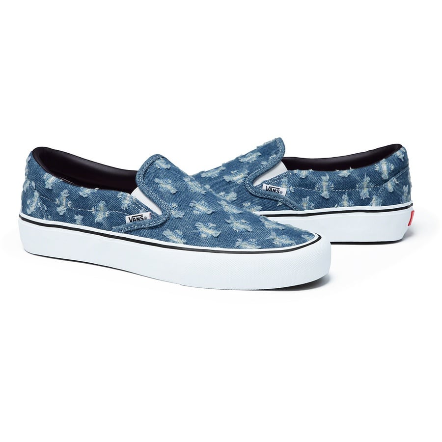 Details on Supreme Vans Hole Punch Denim Slip-On Pro Blue from spring summer
                                                    2020 (Price is $98)