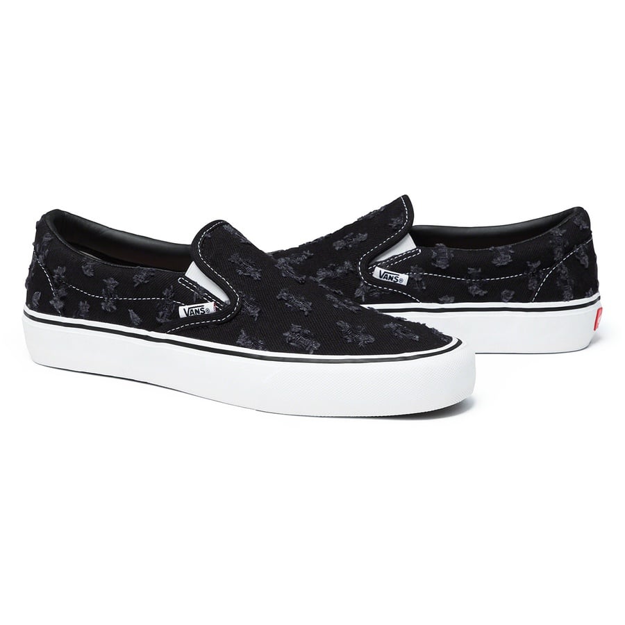 Details on Supreme Vans Hole Punch Denim Slip-On Pro Black from spring summer
                                                    2020 (Price is $98)