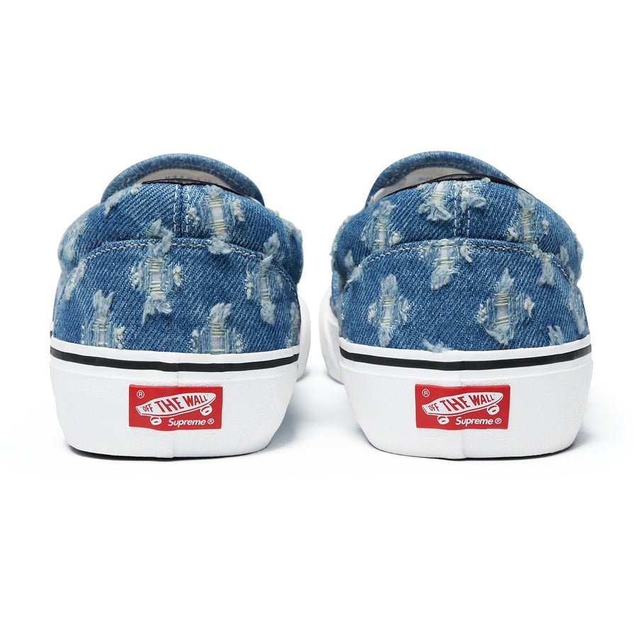 Details on Supreme Vans Hole Punch Denim Slip-On Pro Blue from spring summer
                                                    2020 (Price is $98)