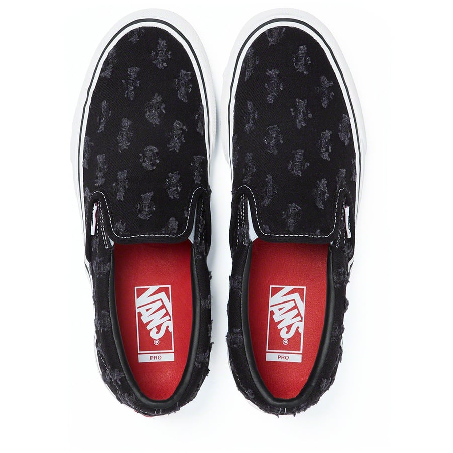 Details on Supreme Vans Hole Punch Denim Slip-On Pro Black from spring summer
                                                    2020 (Price is $98)