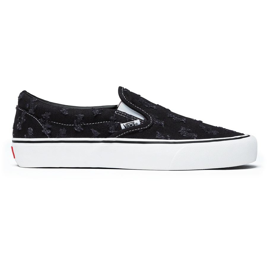 Details on Supreme Vans Hole Punch Denim Slip-On Pro Black from spring summer
                                                    2020 (Price is $98)