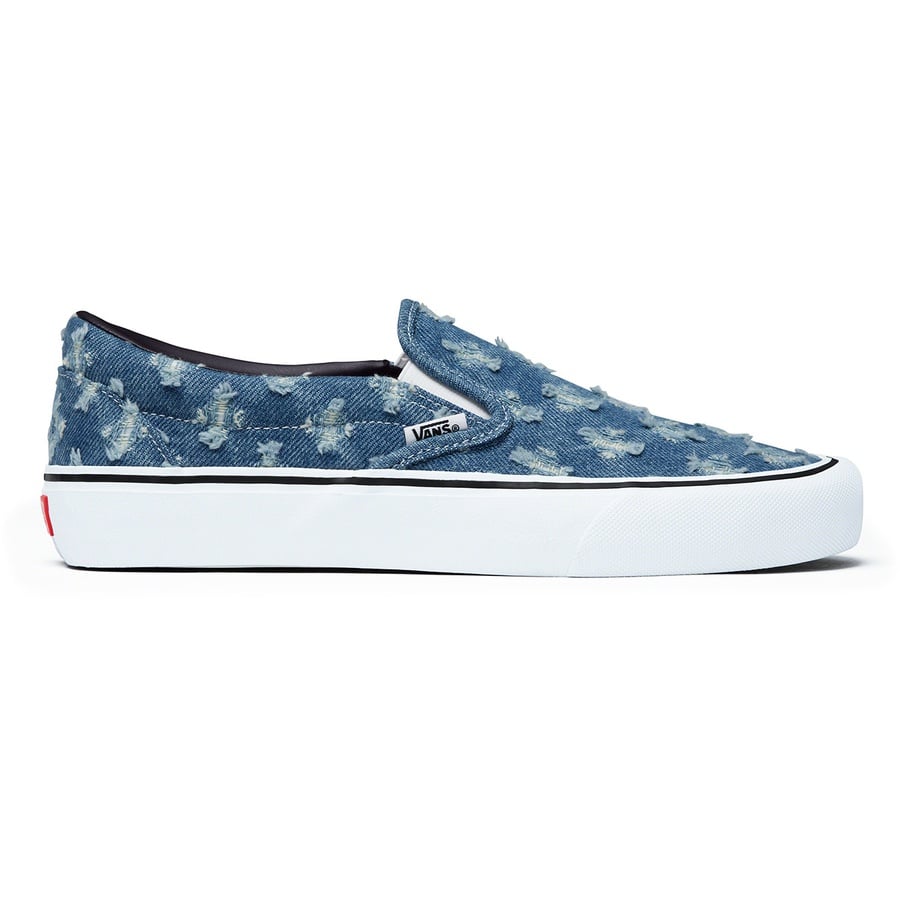 Details on Supreme Vans Hole Punch Denim Slip-On Pro Blue from spring summer
                                                    2020 (Price is $98)