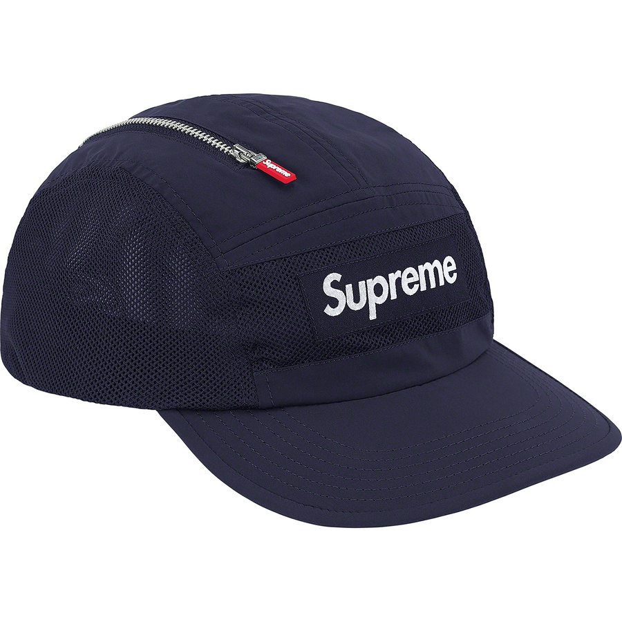 Details on Zip Mesh Camp Cap Navy from fall winter 2020 (Price is $48)